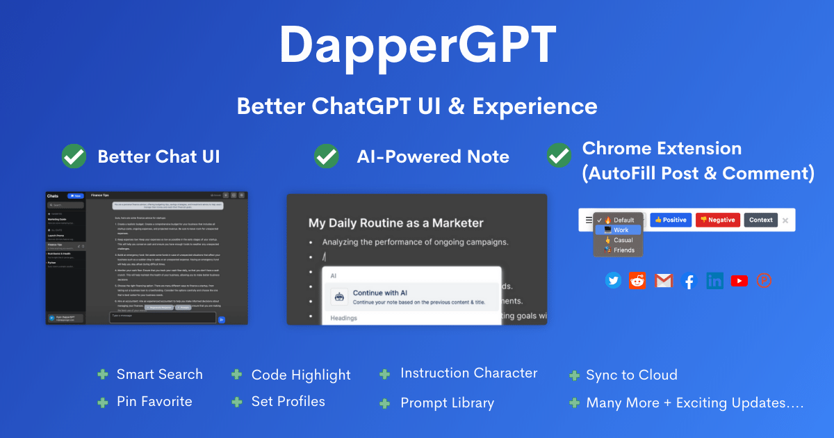 DapperGPT - An intuitive interface with features to enhance ChatGPT experiences