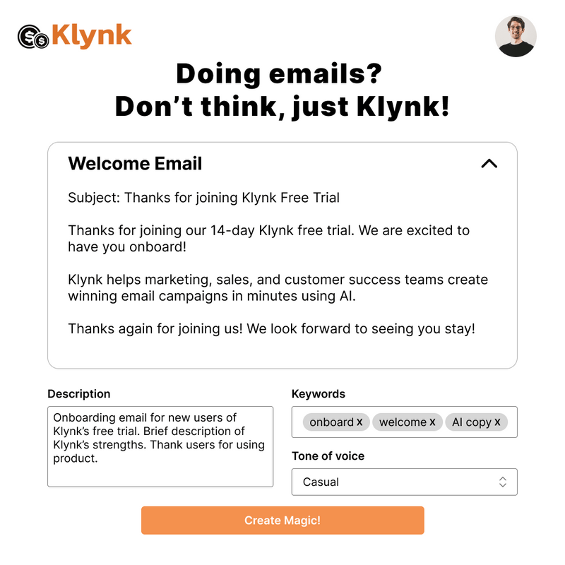Klynk - A tool to create personalized email campaigns