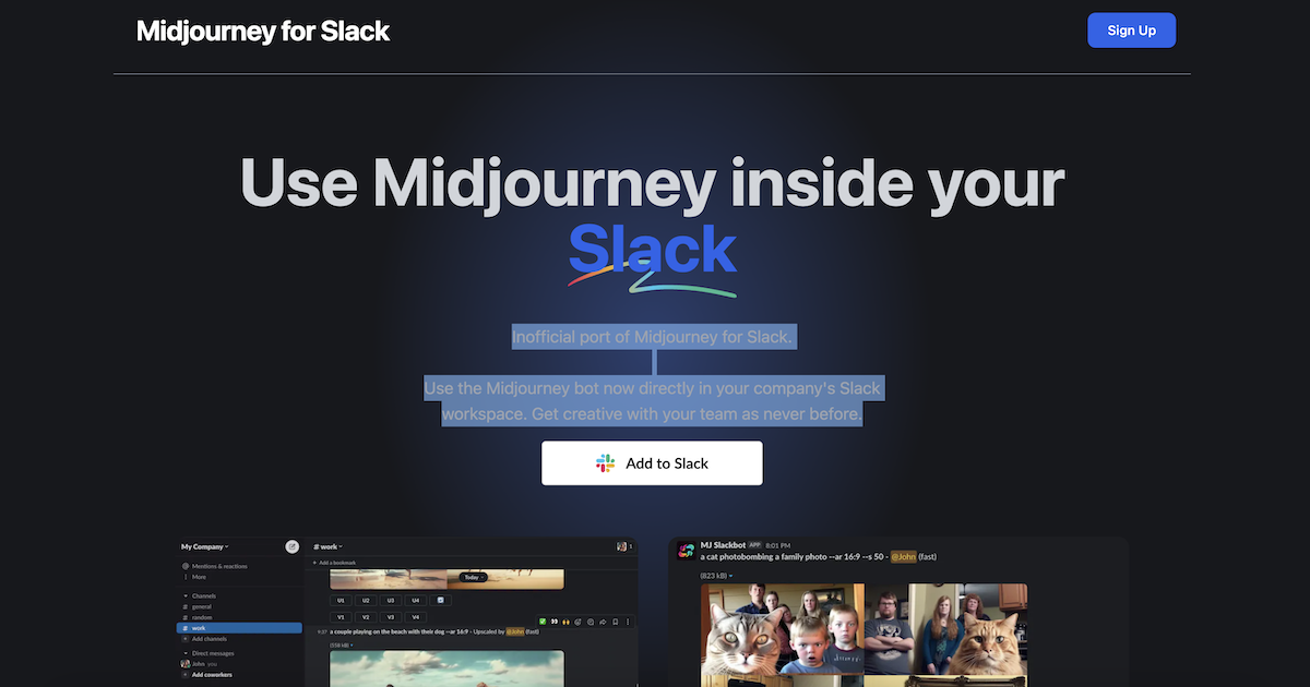 MidJourney para Slack - Un bot de Slack para generar imágenes de mediana edad