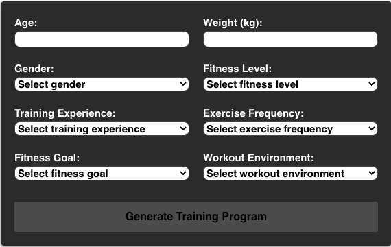 MyFit AI - Ein Werkzeug zum Erstellen personalisierter Fitnessprogramme