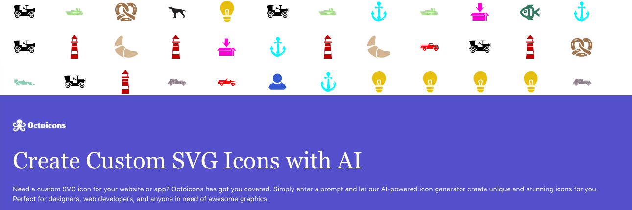 Octoicons - A tool to generate custom SVG icons