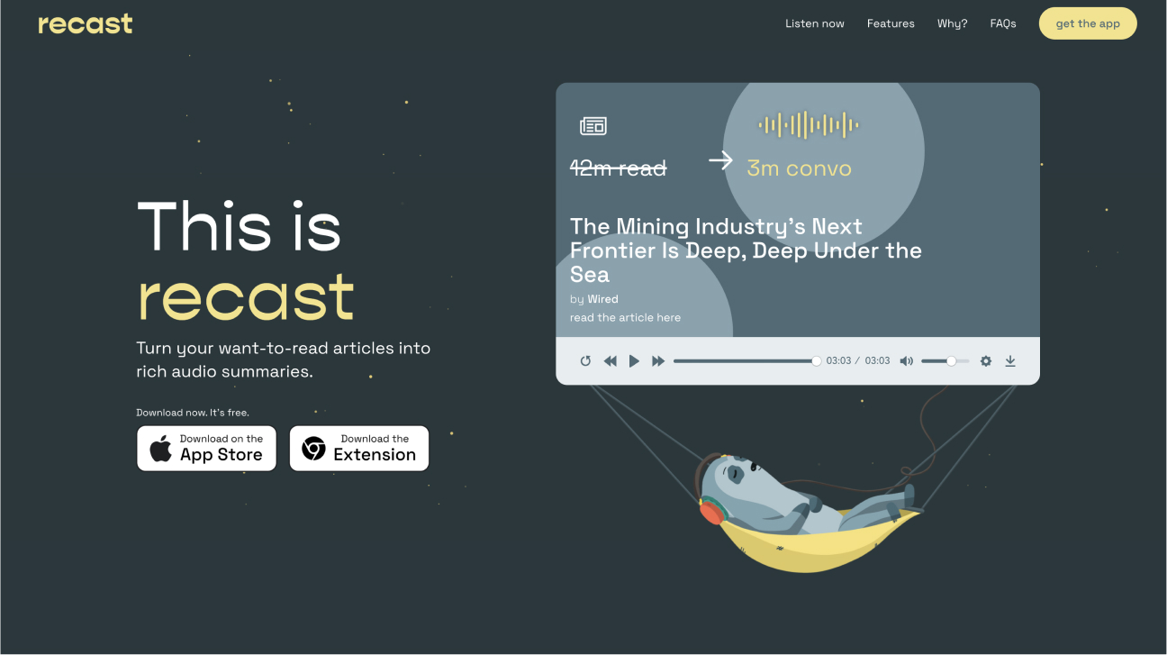 Recast - A tool to convert articles into audio summaries