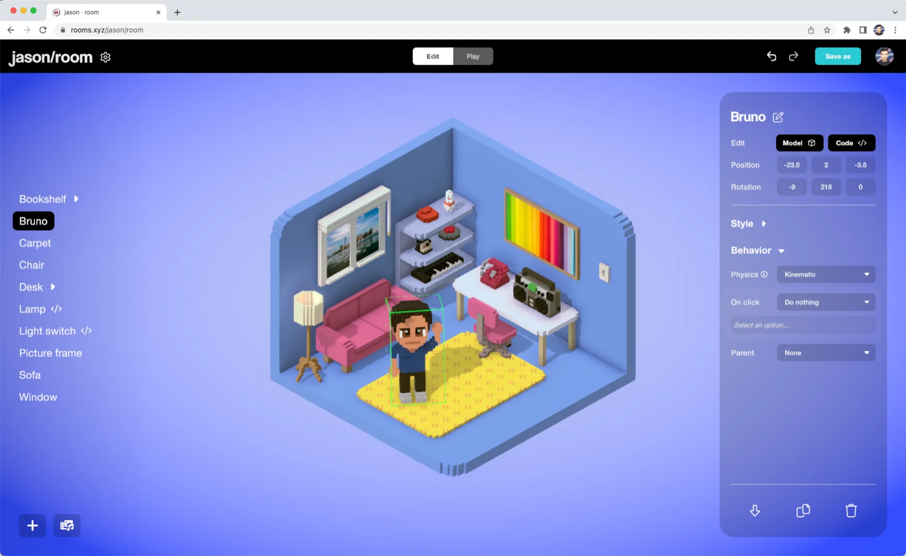 Habitaciones: una herramienta basada en navegador para crear y remezclar habitaciones interactivas