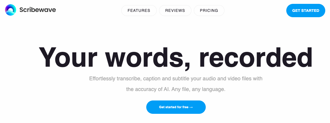 Scribewave AI - A tool for for audio and video files transcription