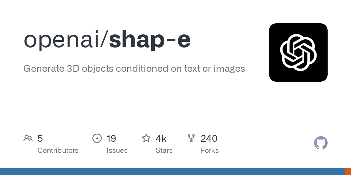 Shap-e - A GitHub repository to generate 3D objects from text or images