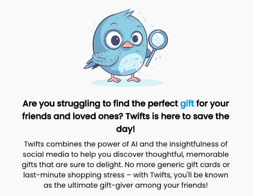 Twifts - un assistant de cadeaux basé sur vos tweets