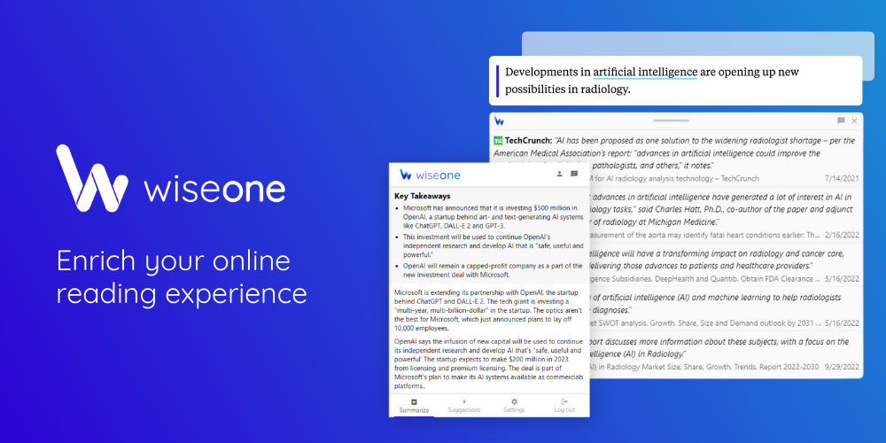 Wiseone-信頼できる情報でオンライン読書を強化するためのGoogle Chrome拡張機能