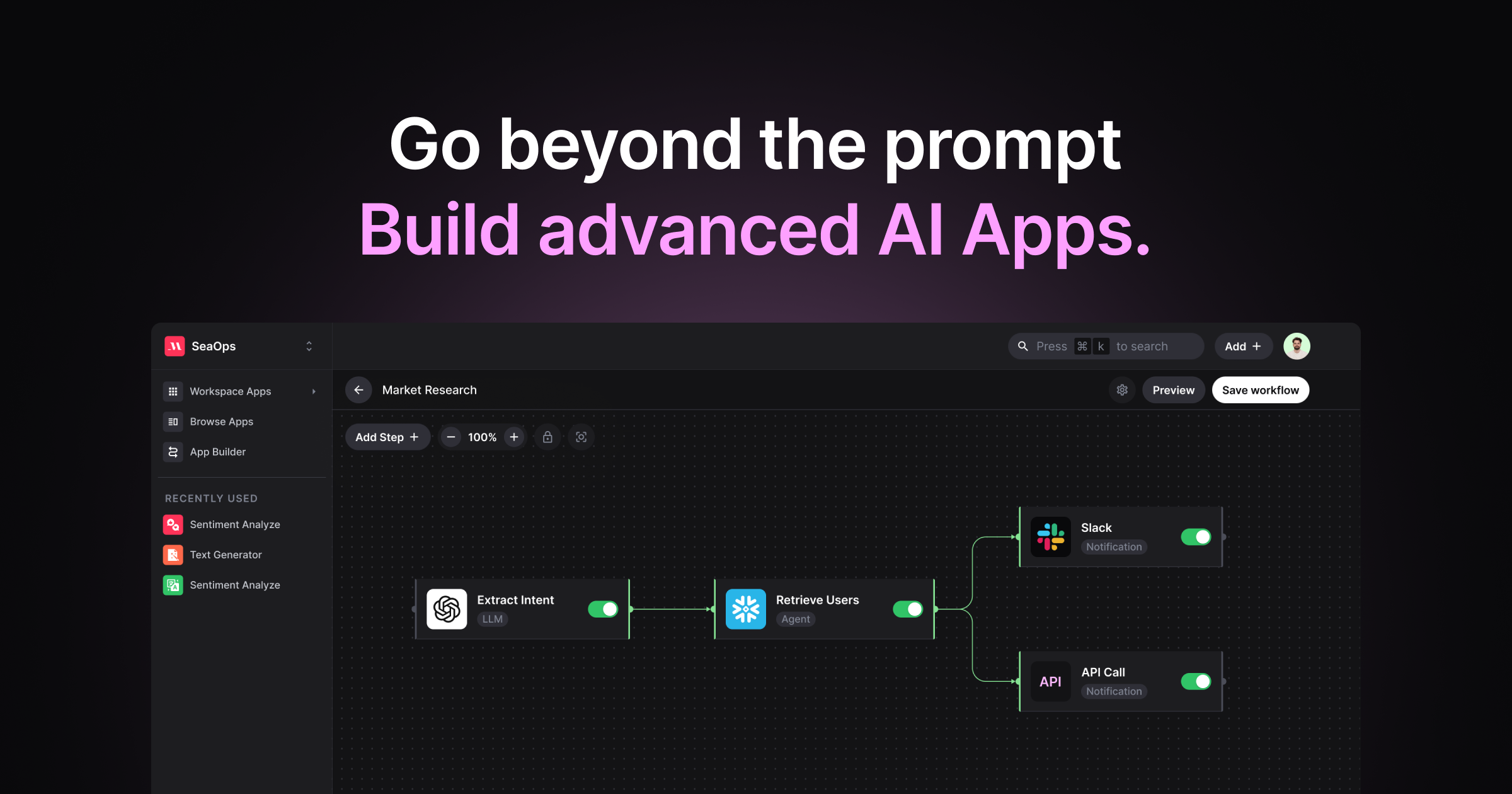 AirOps: una plataforma para construir aplicaciones de IA, flujos de trabajo y agentes de chat