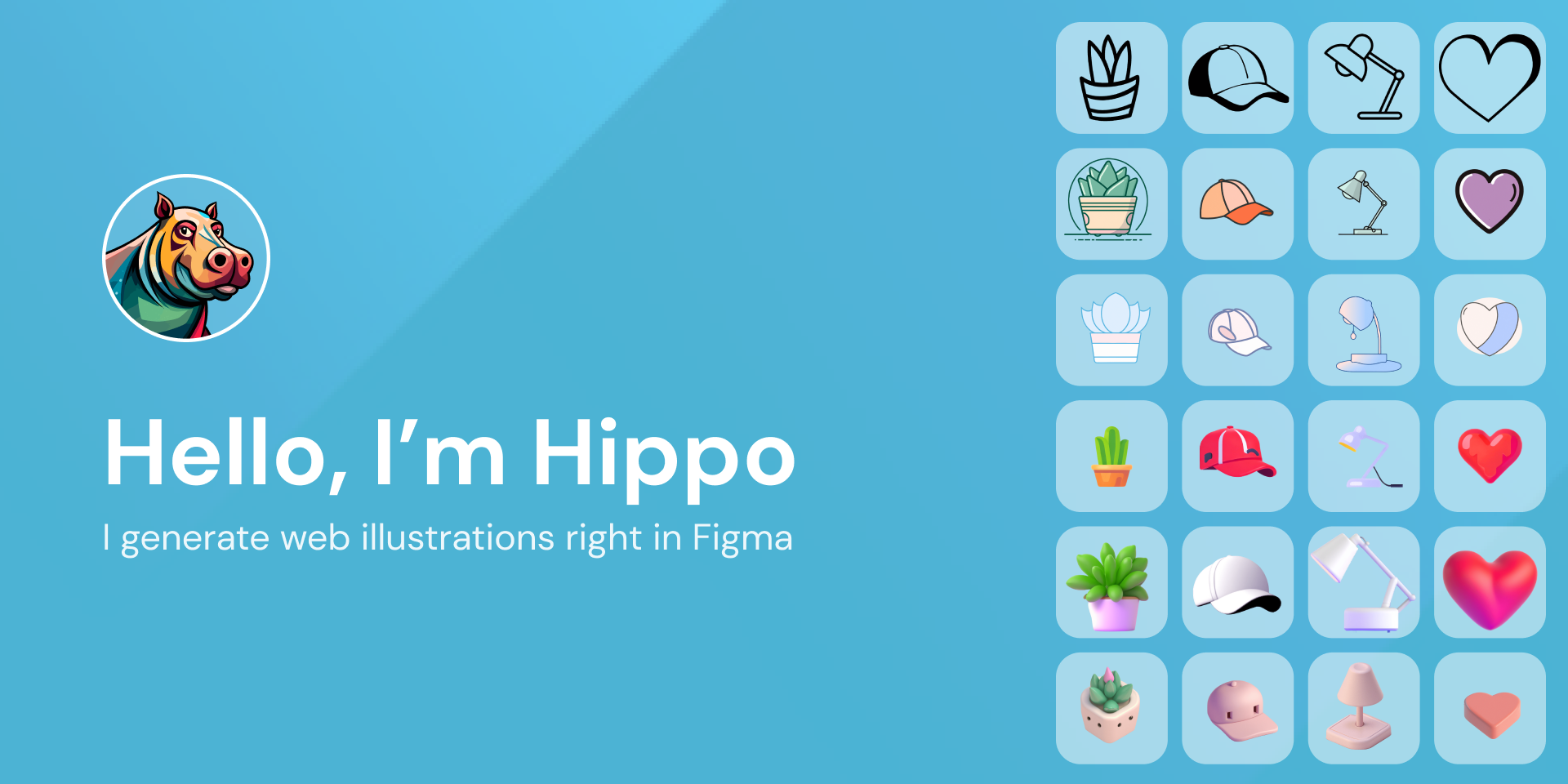 AI Hippo - плагин для создания дизайнерских активов для веб -и мобильных приложений на фигме