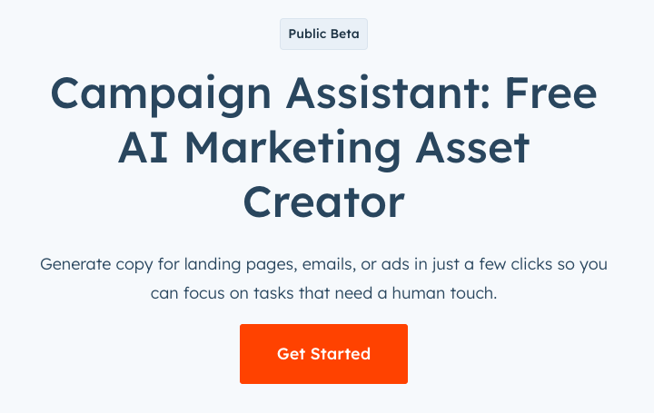 HubSpotキャンペーンアシスタント - さまざまなプラットフォーム用のマーケティングコピーを生成するためのツール