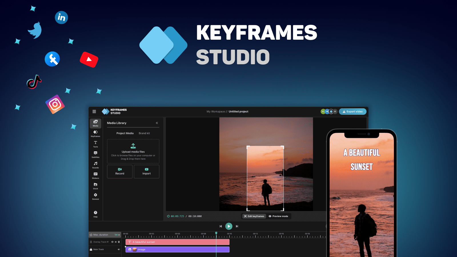 Keyframes.Studio - une plate-forme d'édition vidéo tout-en-un pour la création, l'édition et le partage de vidéos sur les réseaux sociaux