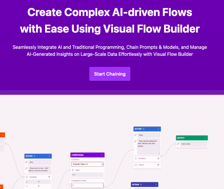 PromptChainer - A tool to create complex ai flows with a visual flow builder