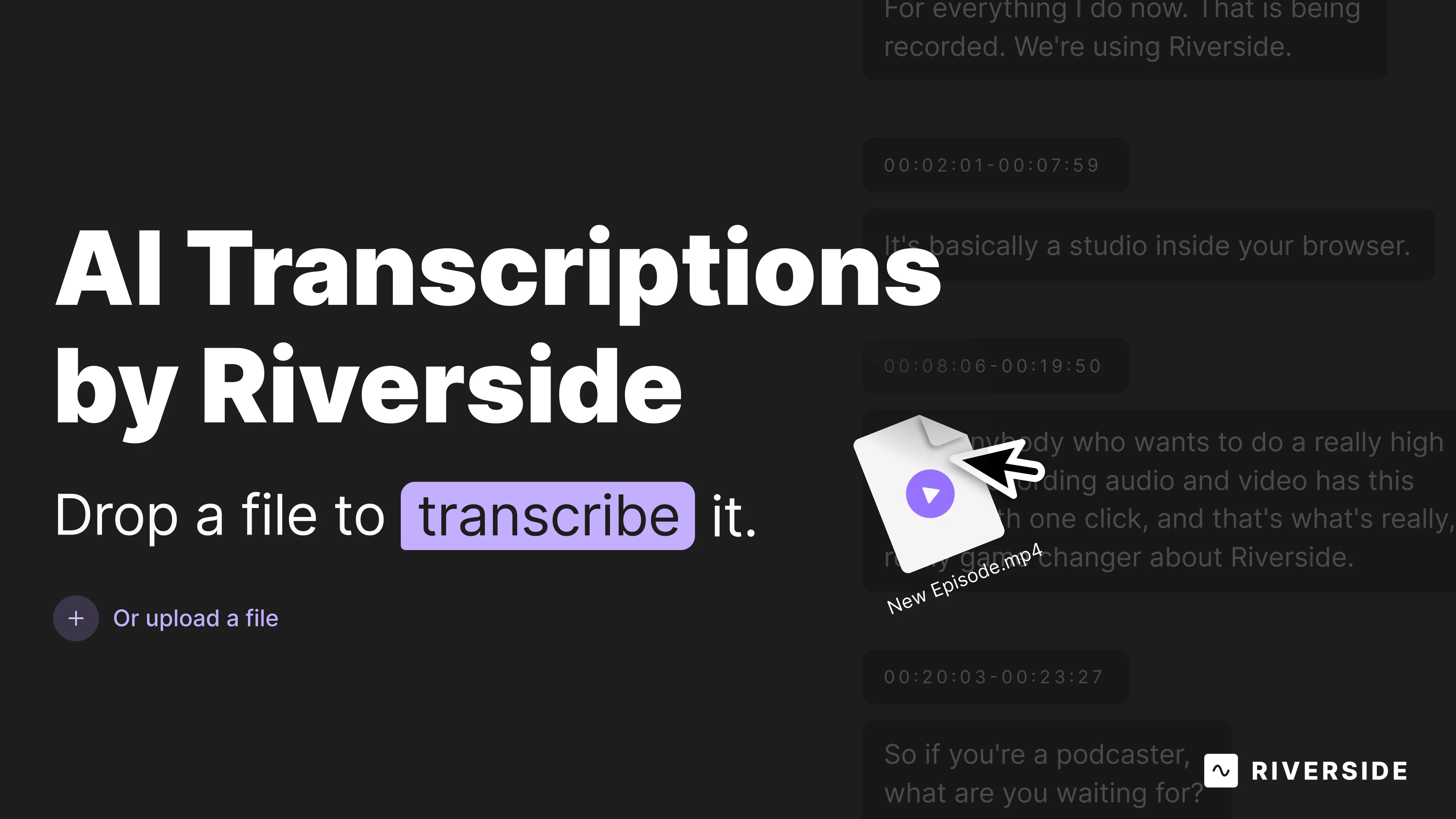 Riverside Transcriptions - Un outil gratuit pour générer des transcriptions pour les fichiers audio et vidéo