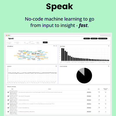 Speak Ai - A tool to automate transcription, sentiment analysis, and data visualization from audio, video, and text data