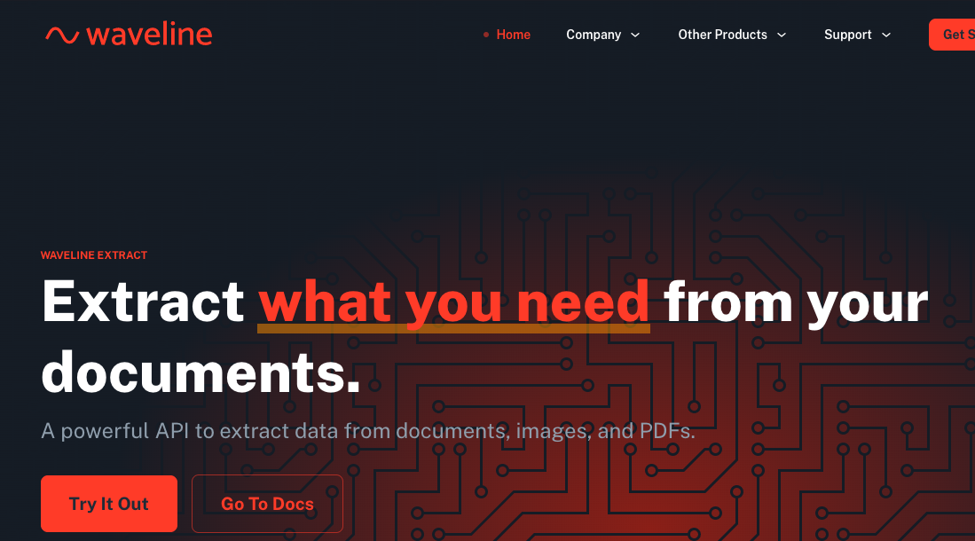Waveline Extract - A tool provides api to extract data from documents, images, and PDFs