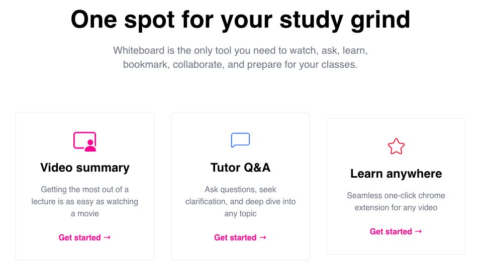 Whiteboard - A tool to create video summaries, Q&A, flashcards, and more