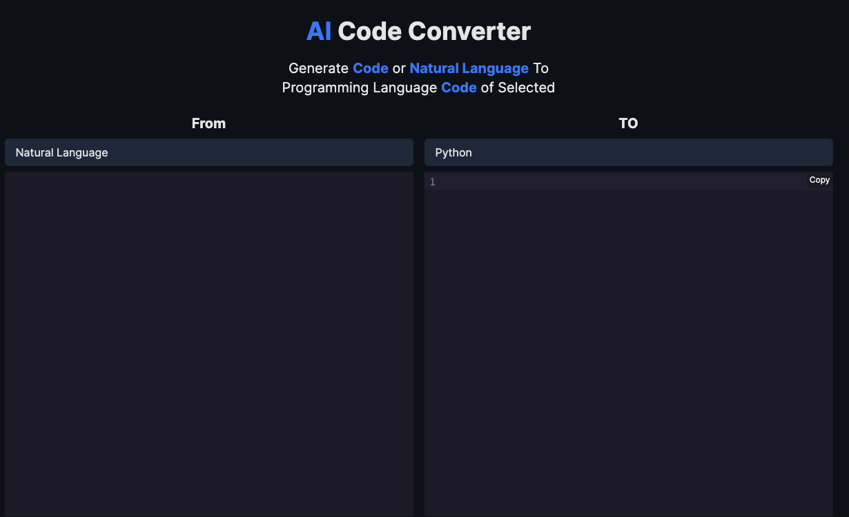 AI Code Converter - A tool to generate code and convert code from one programming language to another