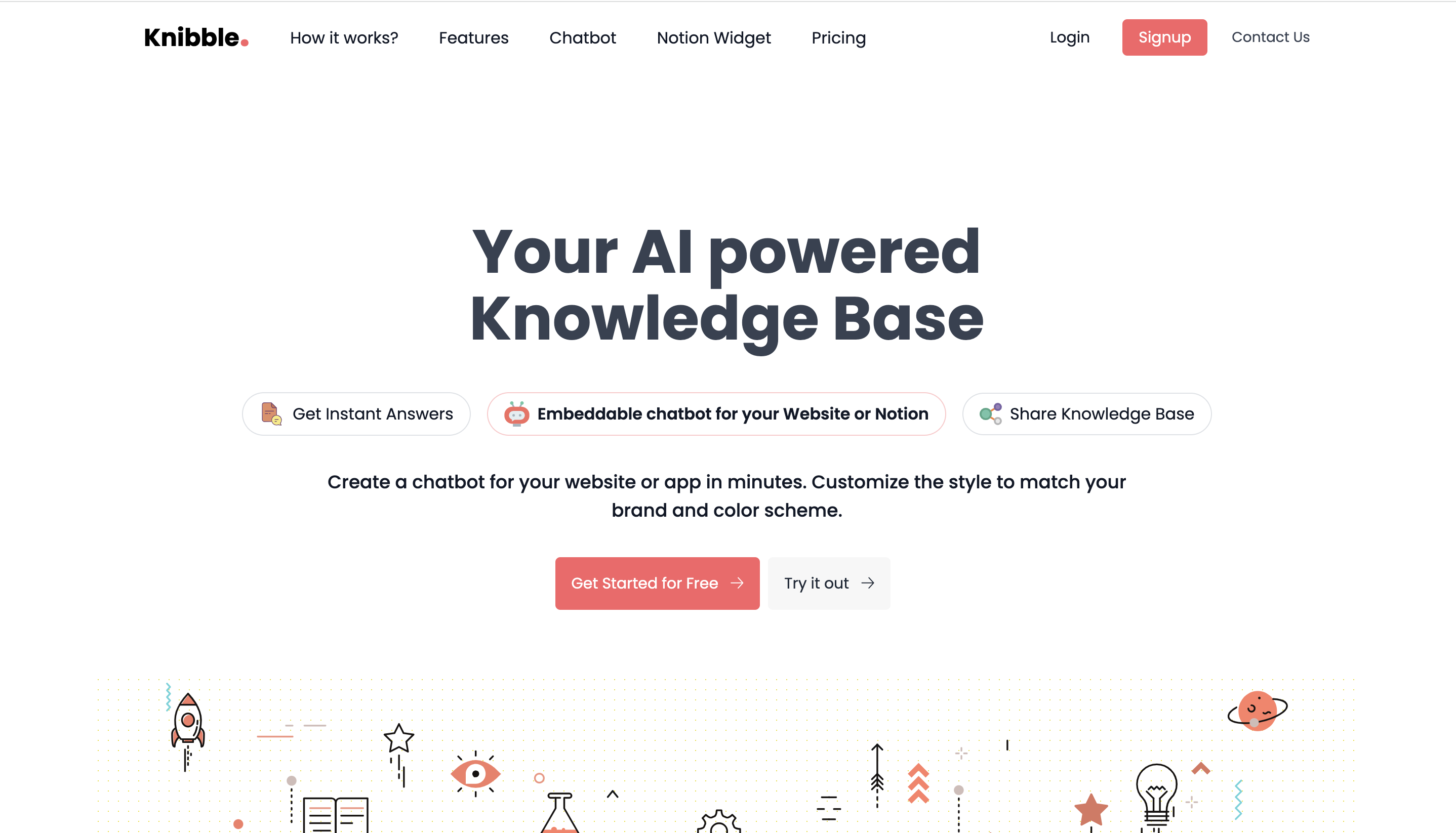 Knibble.ai - A tool to create knowledge base customizable chatbots and document summarization