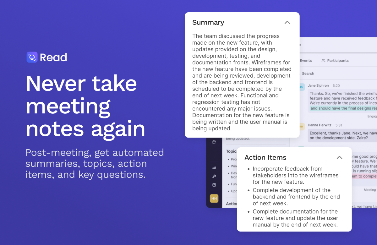 Read - An app for Zoom customers to improve meetings with summaries, highlights, transcription, analytics and insights