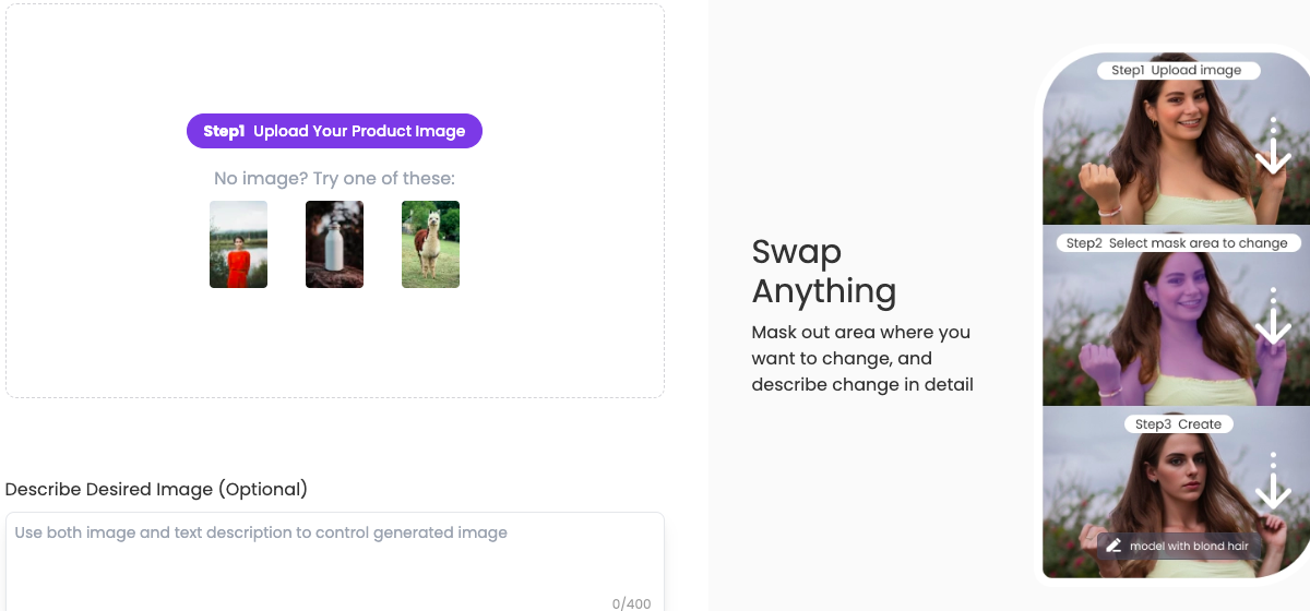 Swap Anything - A tool to generate images with customizable styles, backgrounds, and resolutions